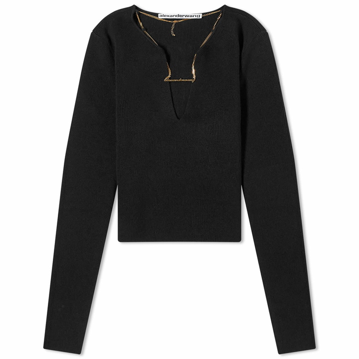 Photo: Alexander Wang Women's V-Neck Logo Necklace Top in Black