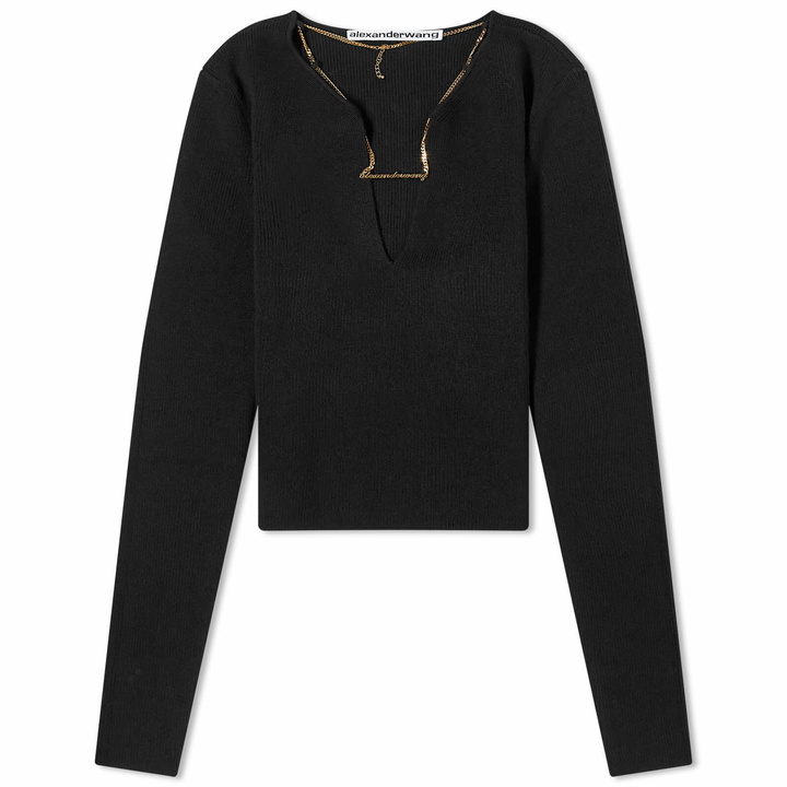 Photo: Alexander Wang Women's V-Neck Logo Necklace Top in Black