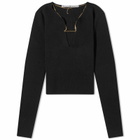 Alexander Wang Women's V-Neck Logo Necklace Top in Black