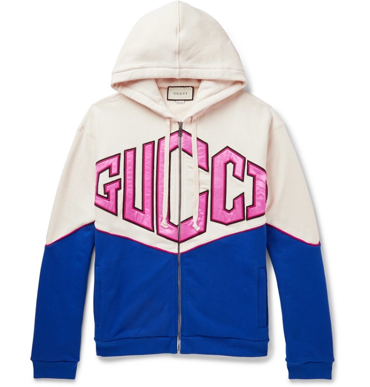 Photo: Gucci - Logo-Appliquéd Cotton-Jersey Zip-Up Hoodie - Multi
