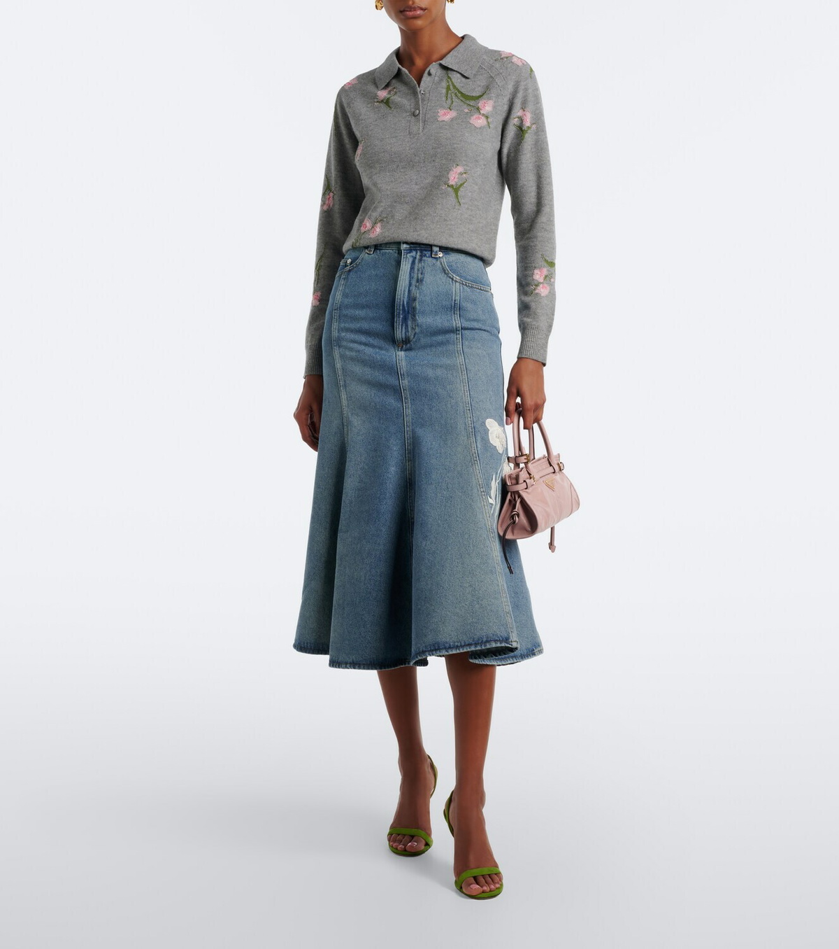 Erdem Floral intarsia wool polo sweater