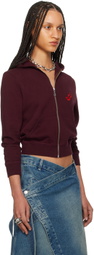 LU'U DAN Burgundy Shrunken Hoodie