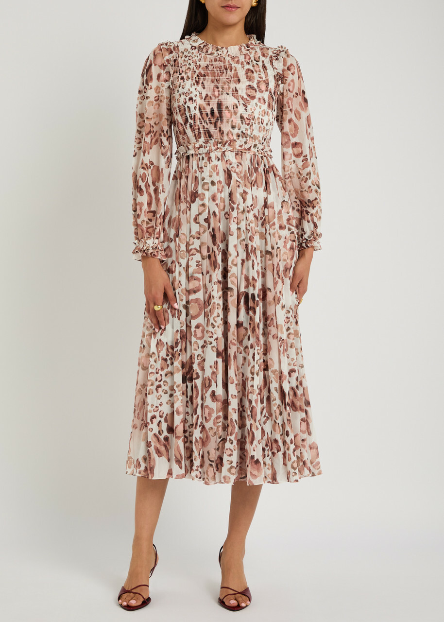 Needle & Thread Leopard-print Chiffon Midi Dress