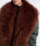 Gucci Feather-trimmed silk duchesse bomber jacket