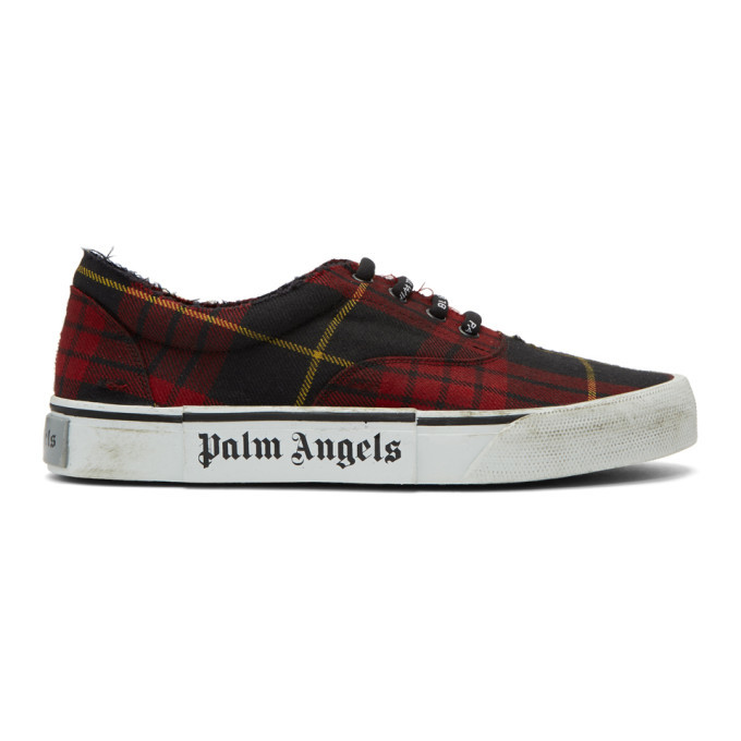 Palm Angels Sneakers Men Leather Black Red