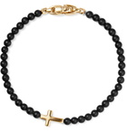 David Yurman - Cross Station Onyx and 18-Karat Gold Beaded Bracelet - Black