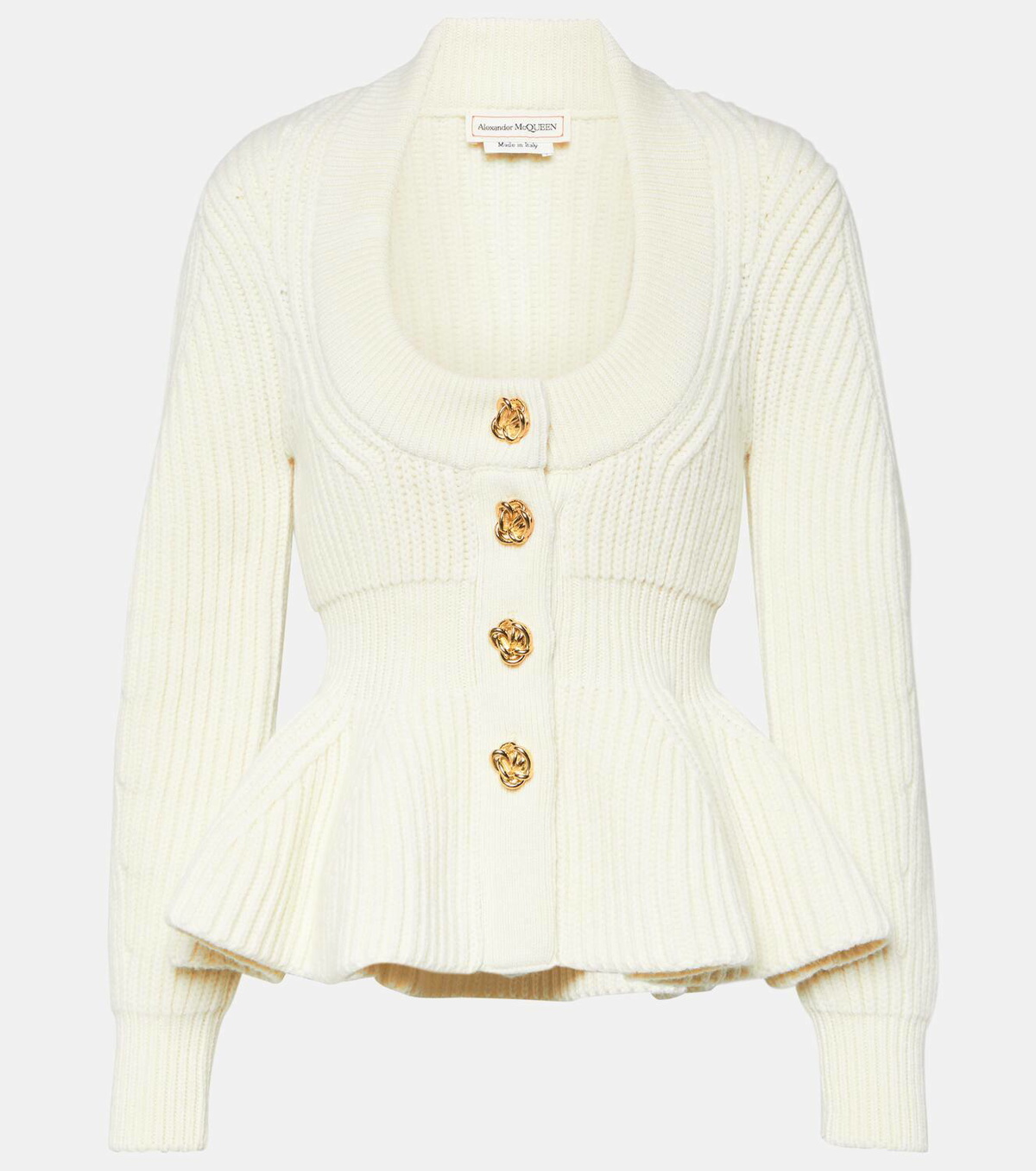 Alexander McQueen Peplum wool and cashmere cardigan Alexander McQueen