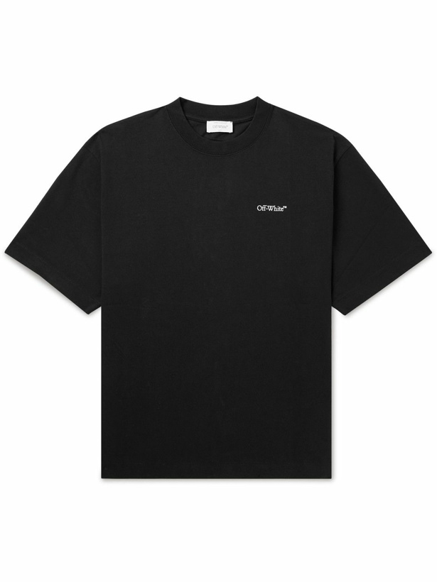 Photo: Off-White - Lunar Arrow Logo-Print Cotton-Jersey T-Shirt - Black