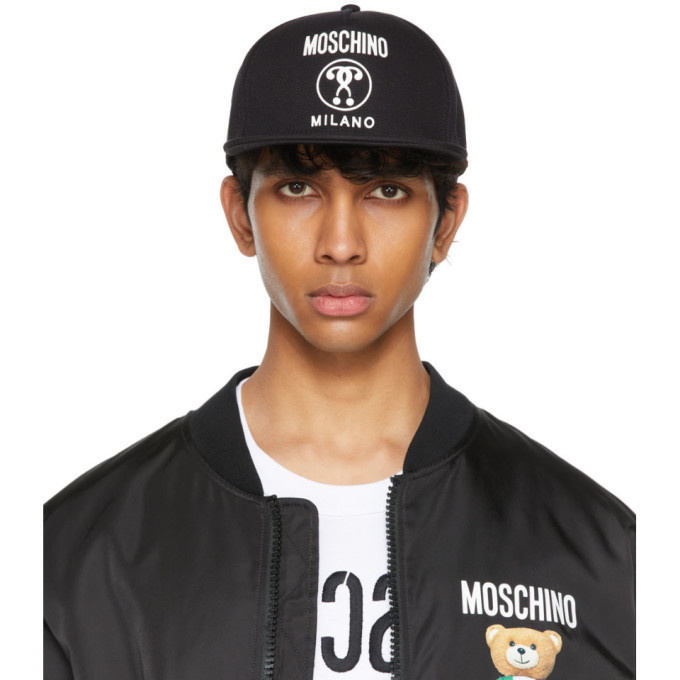 Photo: Moschino Black Canvas Flat Cap