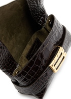 Victoria Beckham Buckle Mini Crocodile-effect Leather Pouch - Dark Brown - One Size
