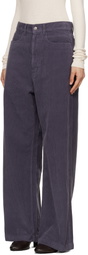 TONYWACK Purple Washed Corduroy Wide-Leg Trousers