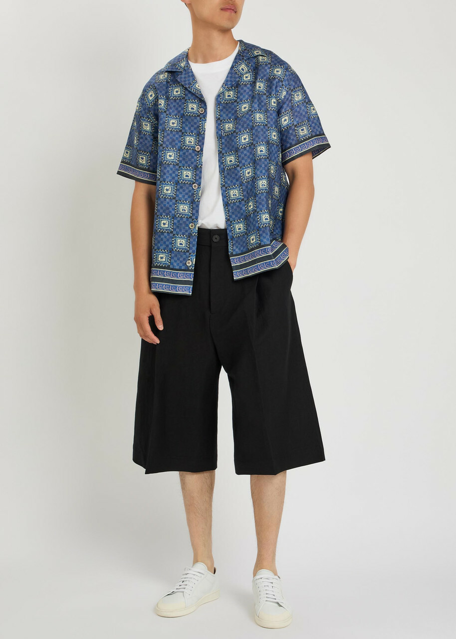 Che Telha Printed Linen Shirt Blue