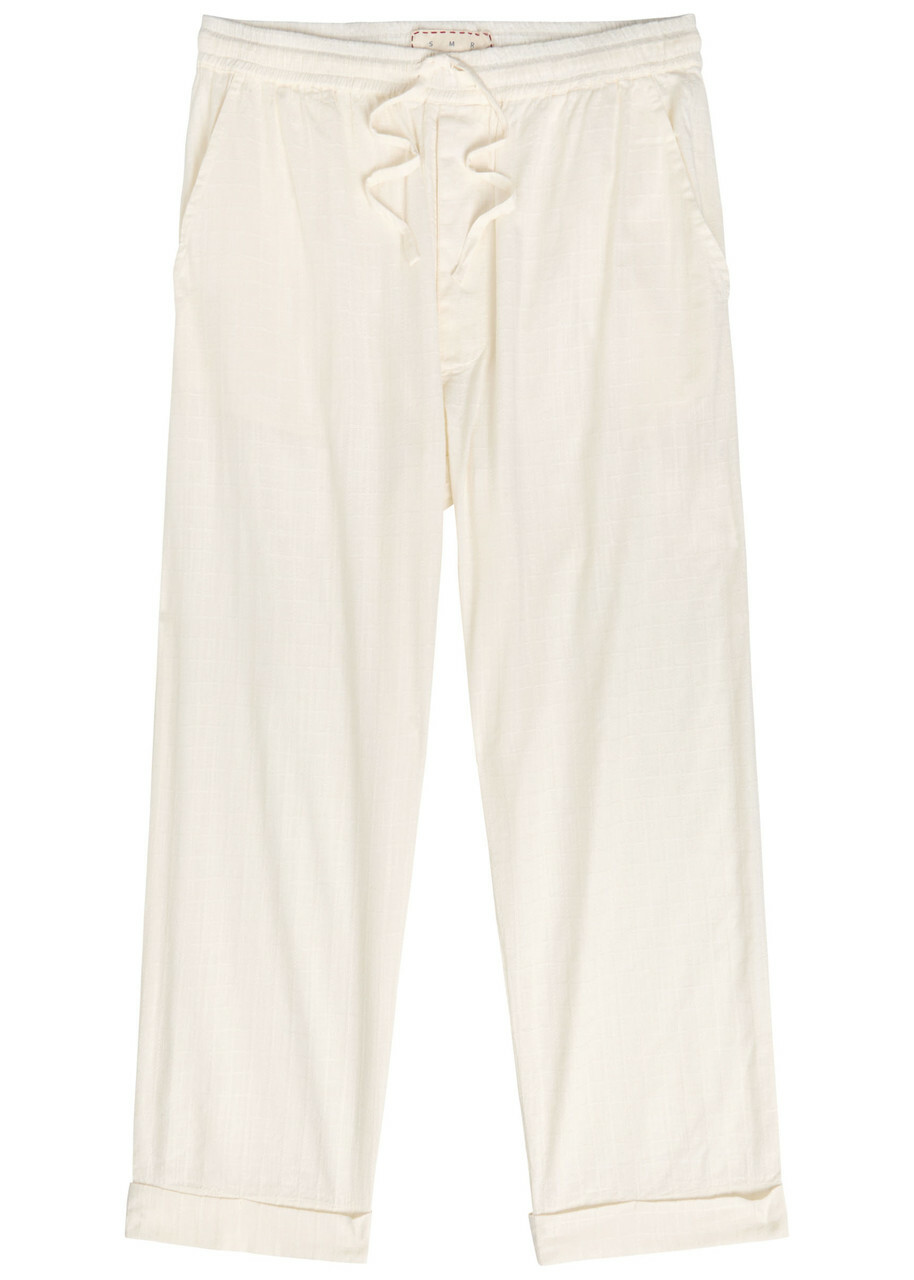 Smr Days Malibu Embroidered Straight-leg Cotton-blend Trousers Ecru