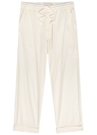 Smr Days Malibu Embroidered Straight-leg Cotton-blend Trousers Ecru