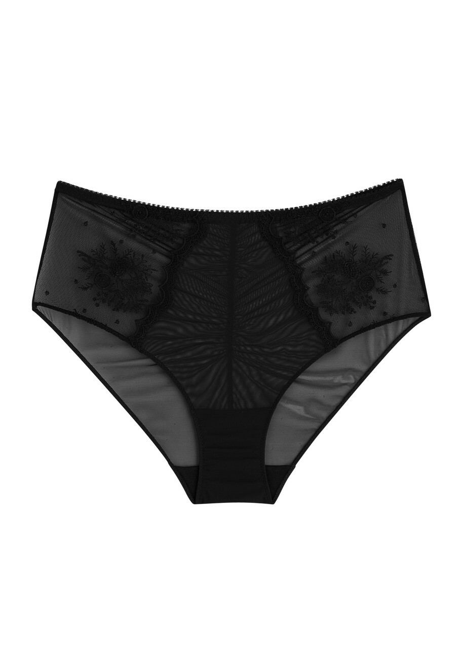 Simone PÉRÈLE Intrigue High-waist Embroidered Tulle Briefs Black
