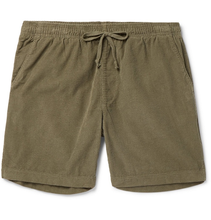 Photo: Save Khaki United - Easy Slim-Fit Cotton-Corduroy Drawstring Shorts - Green