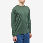 Sunspel Men's Long Sleeve Crew Neck T-Shirt in Dark Green