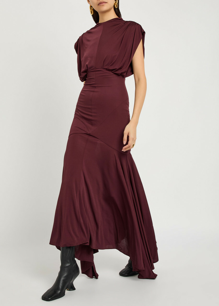 DE LA Vali Vasudha Rayon Midi Dress Burgundy