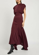 DE LA Vali Vasudha Rayon Midi Dress Burgundy