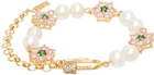 VEERT Gold Macro Flower Freshwater Pearl Bracelet