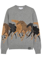 Stella Mccartney Racing Horses Intarsia Wool Jumper Grey