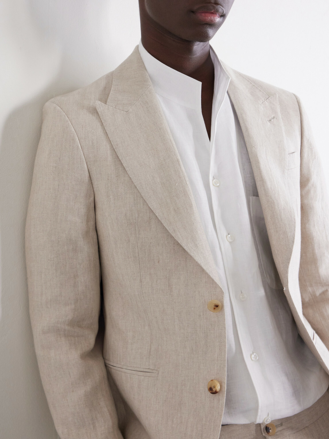 Mr P. - Slim-Fit Linen Tuxedo Jacket - Neutrals