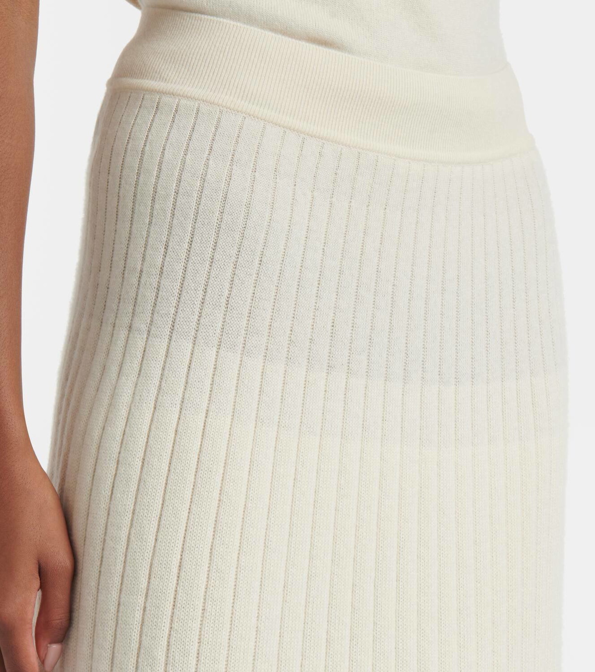 Loro Piana Ribbed-knit cashmere midi skirt