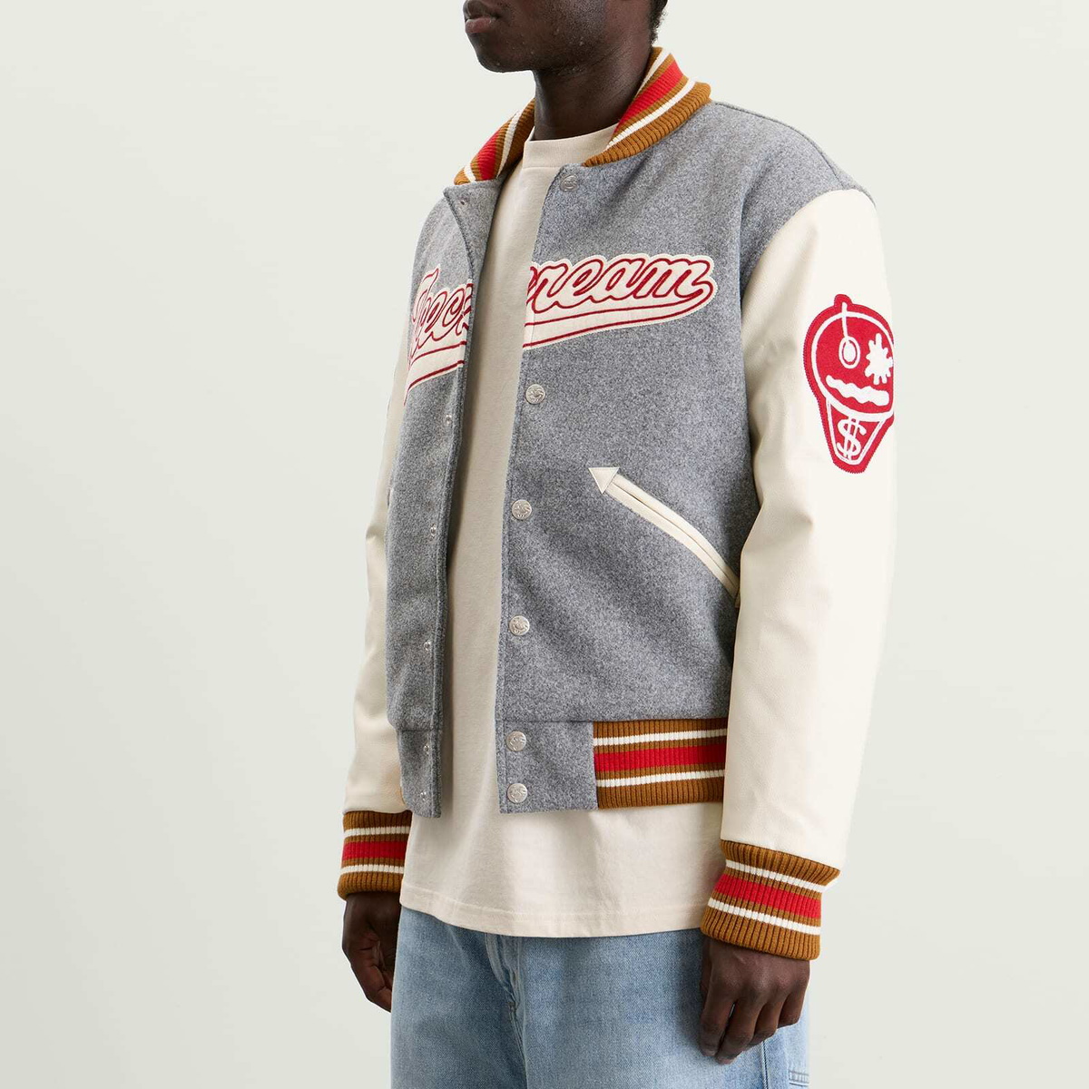 ICECREAM Men's Waitress Varsity Jacket in Grey