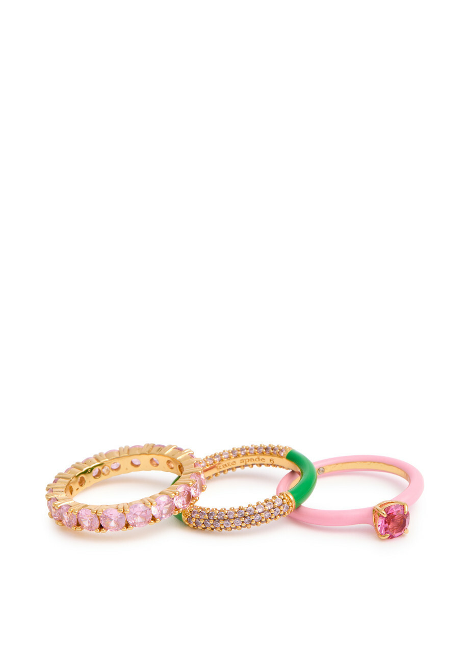 Kate Spade New York Hint of Shimmer Rings set of Three Pink