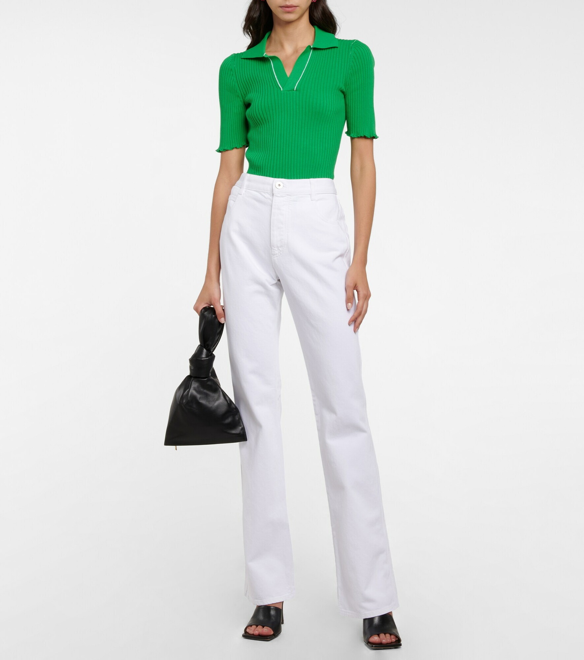 Bottega Veneta - Ribbed-knit cotton polo top Bottega Veneta