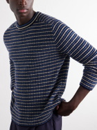Auralee - Striped Ribbed Wool and Cashmere-Blend Sweater - Blue