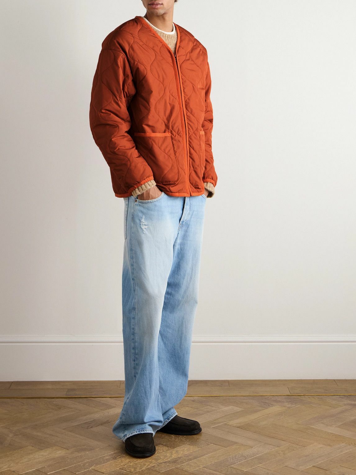 A Kind Of Guise - Manas Checked Virgin Wool-Tweed Coat with Padded Quilted Shell Liner - Brown