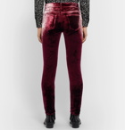 SAINT LAURENT - Skinny-Fit Velvet Trousers - Burgundy