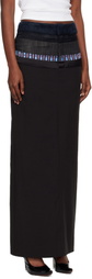 Edward Cuming Black Stacked Tailored Midi Skirt