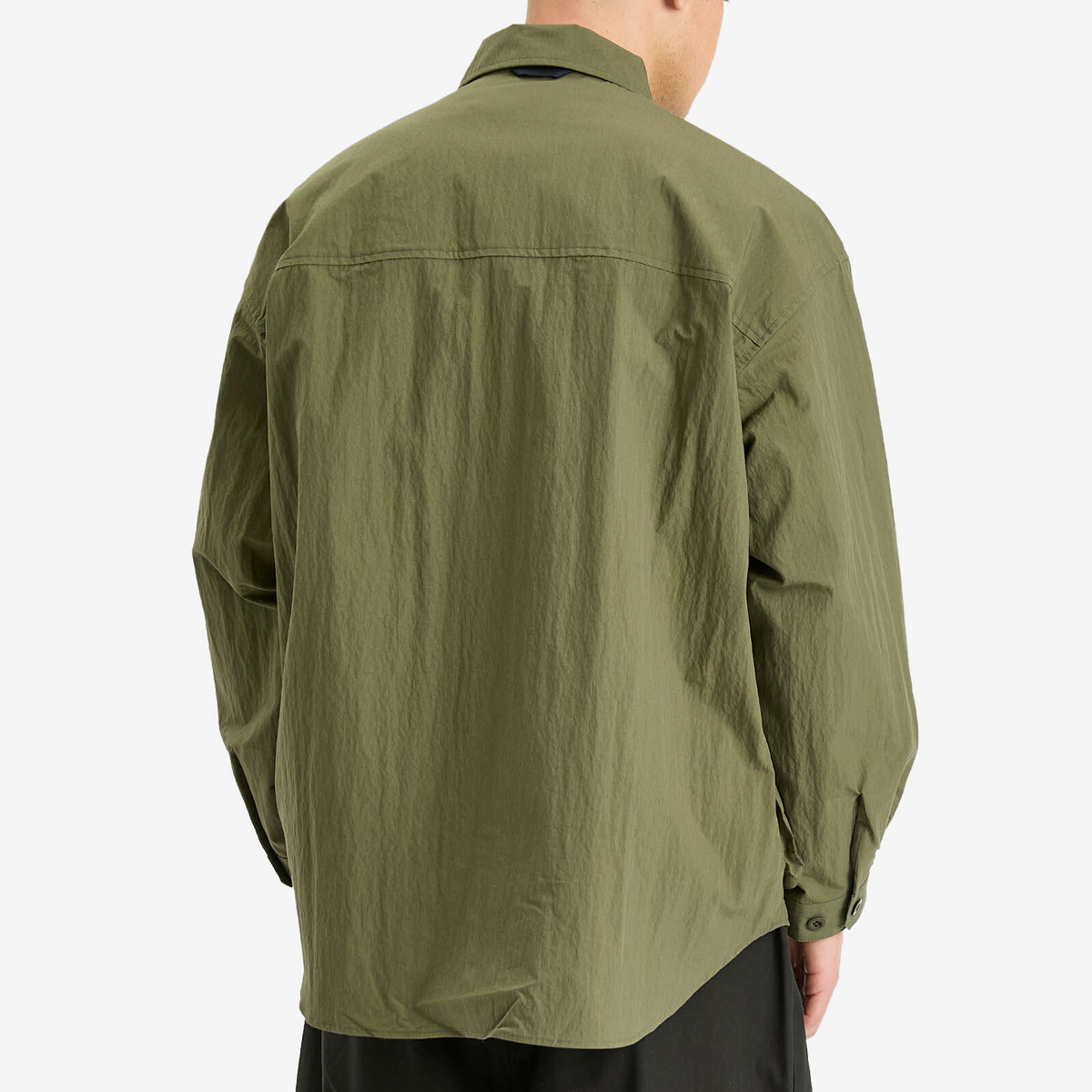 Poliquant Men's In-Outside Pockets Oversized CPO Shirt Jacket in Olive
