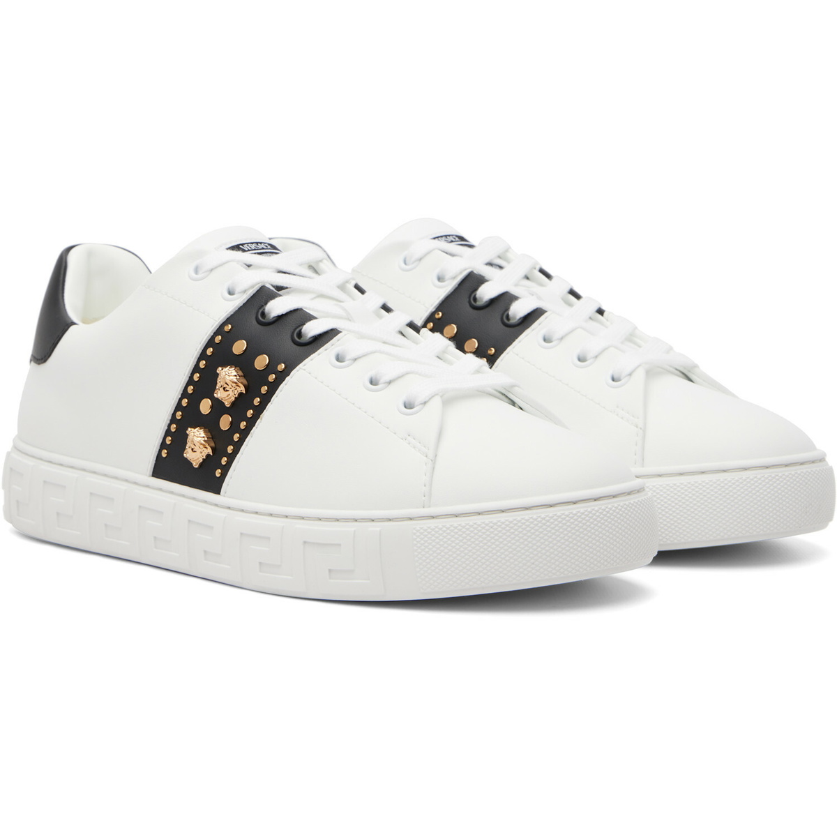 Versace White Greca Embellished Nylon Sneakers