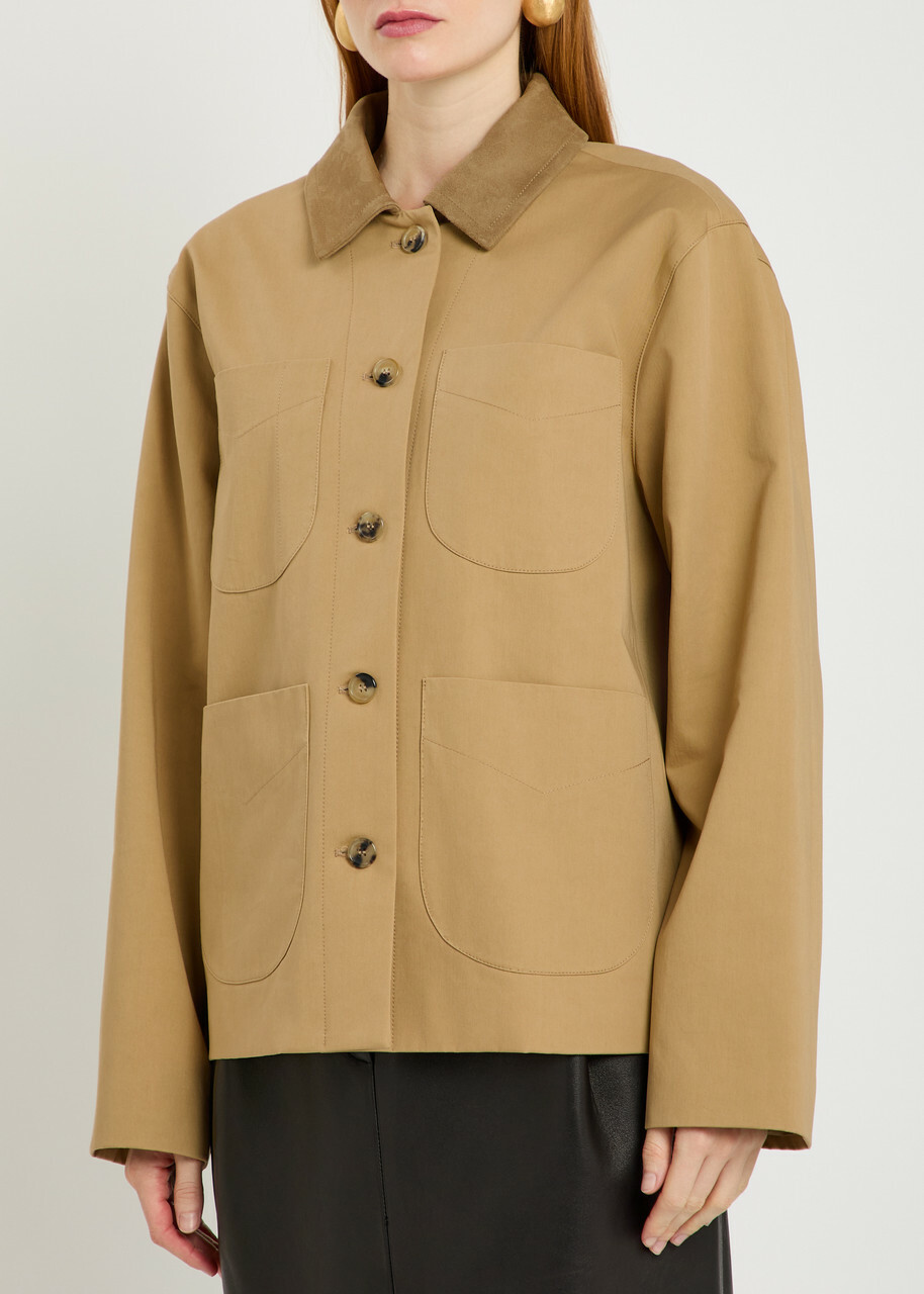Khaite Wyatt Suede and Cotton Jacket Beige