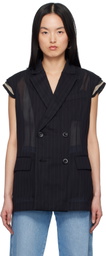 sacai Black High Twist Voile Vest