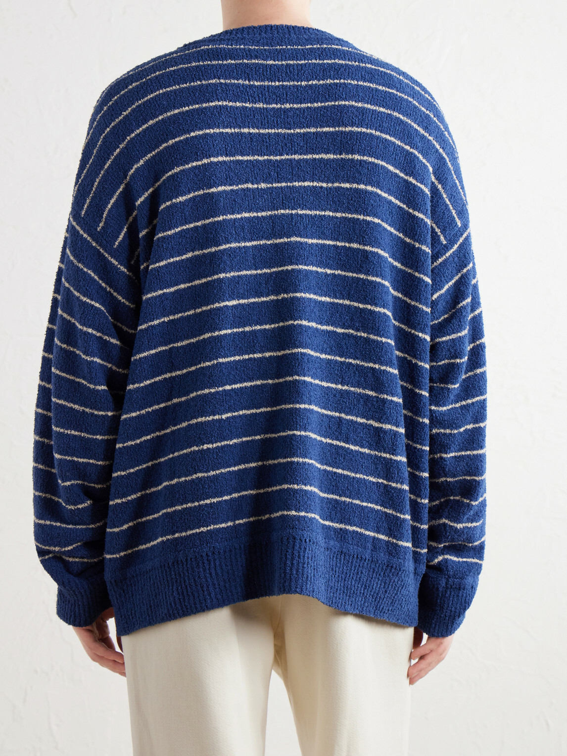 The Elder Statesman - Eyelash Striped Cotton-Blend Sweatshirt - Blue