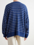 The Elder Statesman - Eyelash Striped Cotton-Blend Sweatshirt - Blue