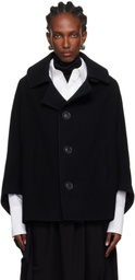 Y's Black U-Irregular Short Sleeve Coat