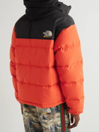 GUCCI - The North Face Logo-Embroidered Colour-Block Quilted Shell Down Jacket - Orange