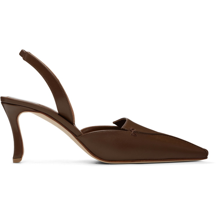 Photo: Manolo Blahnik Brown Cleosli Calf Leather Slingback Heels