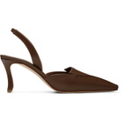 Manolo Blahnik Brown Cleosli Calf Leather Slingback Heels