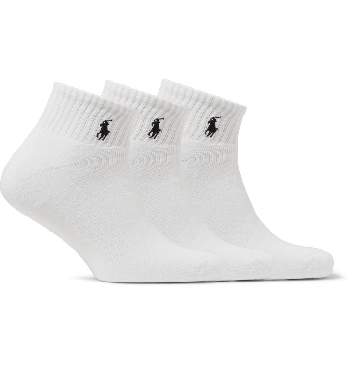Photo: Polo Ralph Lauren - Three-Pack Cotton-Blend Socks - White