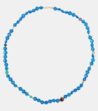 Ileana Makri Evil Eye 9kt gold beaded necklace with diamonds