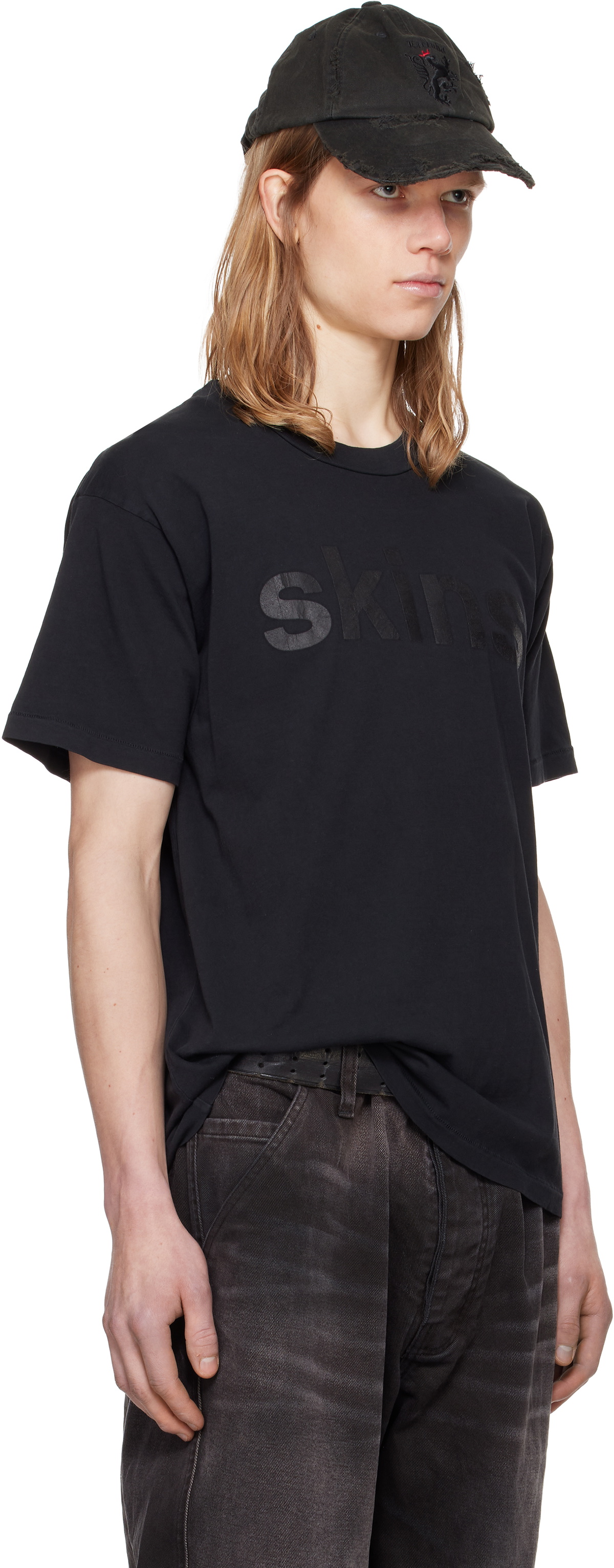 ALEXANDER DIGENOVA Black Crewneck 'Skins' T-shirt Alexander Digenova