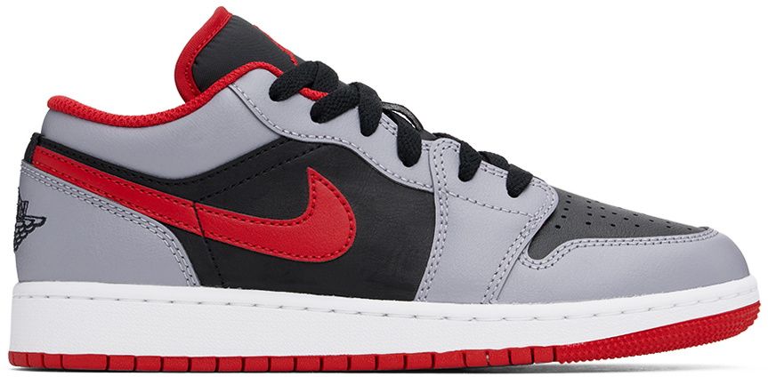 Nike Jordan Big Kids Gray & Black Air Jordan 1 Low Sneakers Nike 