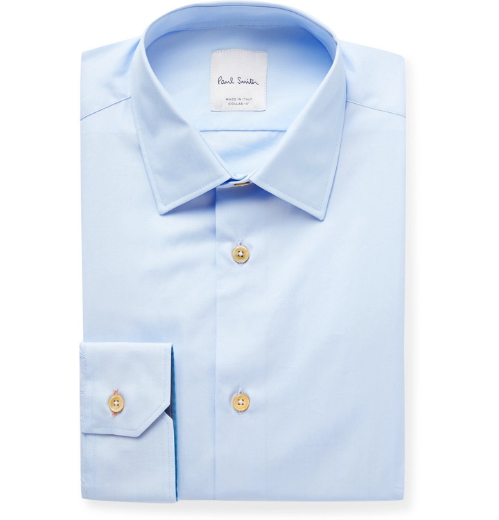 Photo: Paul Smith - Light-Blue Slim-Fit Cotton-Poplin Shirt - Blue