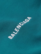 Balenciaga - Logo-Embroidered Cotton-Jersey Hoodie - Blue